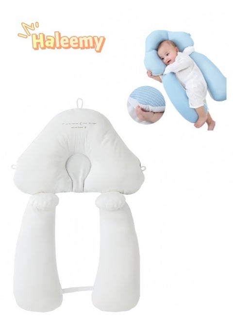 Baby Head Shaping Pillow, Infant Anti-Startle Sleep Pillow, Baby Correcting Head Deviation, Portable Machine Washable, Drawstring Adjustable Winter and Summer Dual-Use, Suitable for Babies 0-36 Months