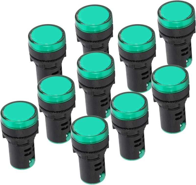 LED Indicator Light 10PCS, High Brightness Green Signal Lamp, 22mm AC220V - Energy Efficient, Durable ABS Material, Ideal for Equipment and Instrument Indication (AC/DC12V) - Image 4