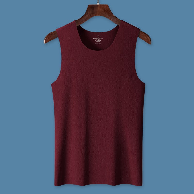New Vest Mens Spring and Summer Pure Cotton Traceless Running Sports Fitness Racing Hurdle Quick-drying Mens Vest Sweat Lining wine red  - Image 1