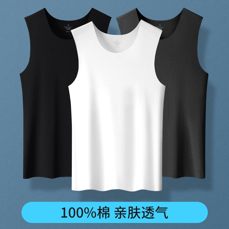 New Vest Mens Spring and Summer Pure Cotton Traceless Running Sports Fitness Racing Hurdle Quick-drying Mens Vest Sweat Lining wine red  - Image 5