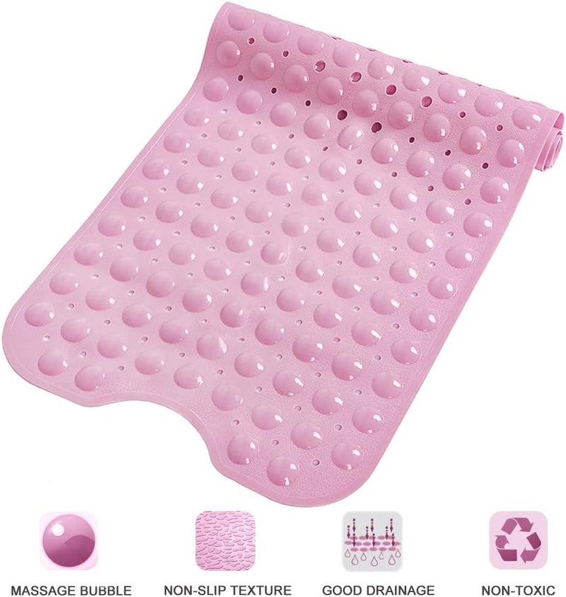 Linoows Bath Mat Shower Mat, Extra Long Non Slip Bath Mat, 39 x 16 Inches, Bath Mat with Suction Cups and Drain Holes for Bathroom, Pink - Image 5