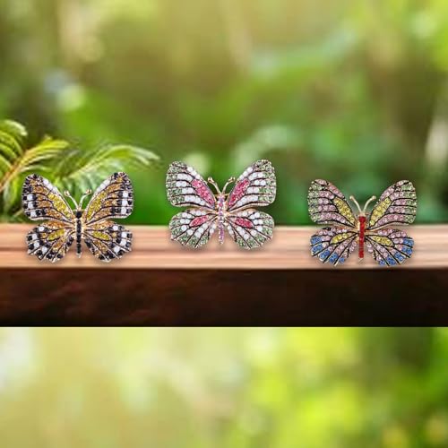 VAMA FASHIONS 3Pcs Multicolor Butterfly Brooch Pin Glittery Lapel Pin Sarees Dresses Blazers Coats Jewelry Accessories Combo Set for Womens & Girls - Image 5