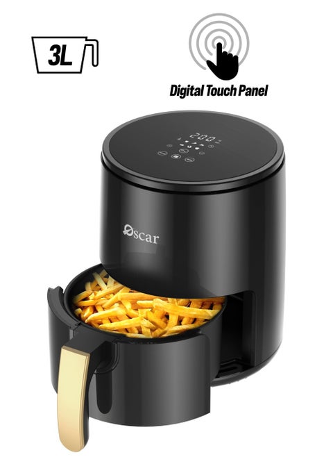 OSCAR | DTB Touch Fryer | Model: OAF3LDTB | Foods with Less Oil | Rapid Air Recycling Technology | Easy-to-Use Digital Touch Controls | Compact Design | 3 Liters Capacity