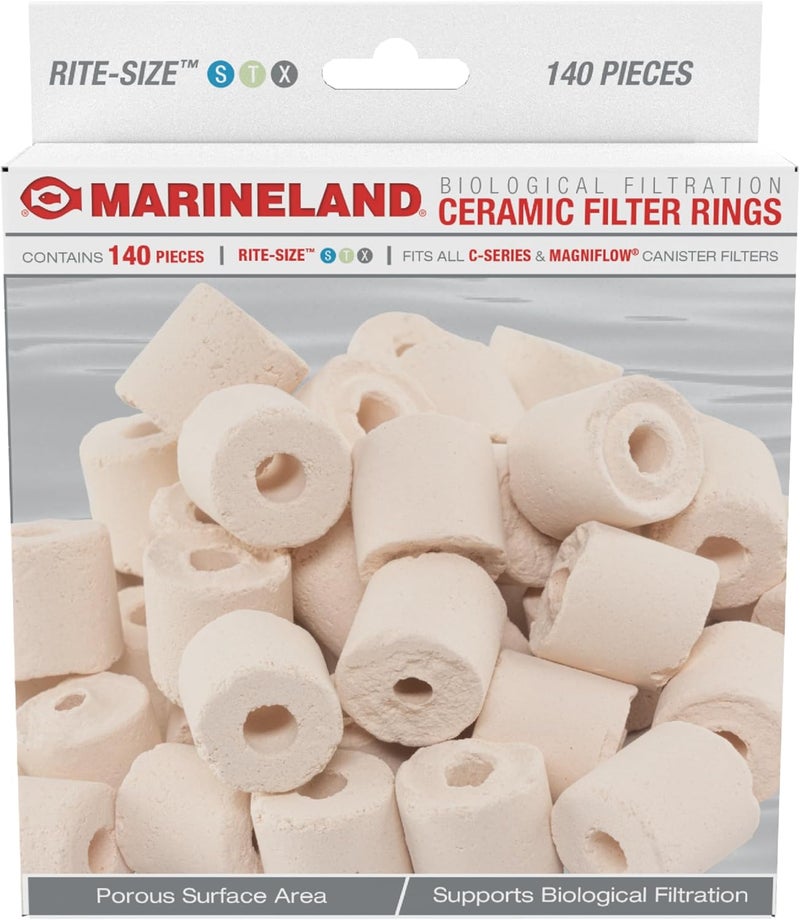Marineland Ceramic Filter Rings, 140 Count, Support Biological Aquarium Filtration, Rite-Size S, T and X, Fit All C-Series and Magniflow Canister Filters - Image 1