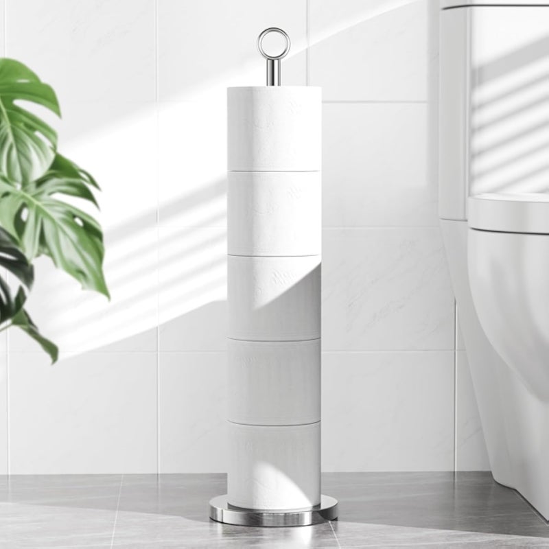 niffgaff Toilet Paper Holder Stand(with Reserve Function), Free-Standing Toilet Paper Storage Holder, Stainless Steel Toilet Roll Holder Stand for Bathroom & Toilet Spare Rolls Storage