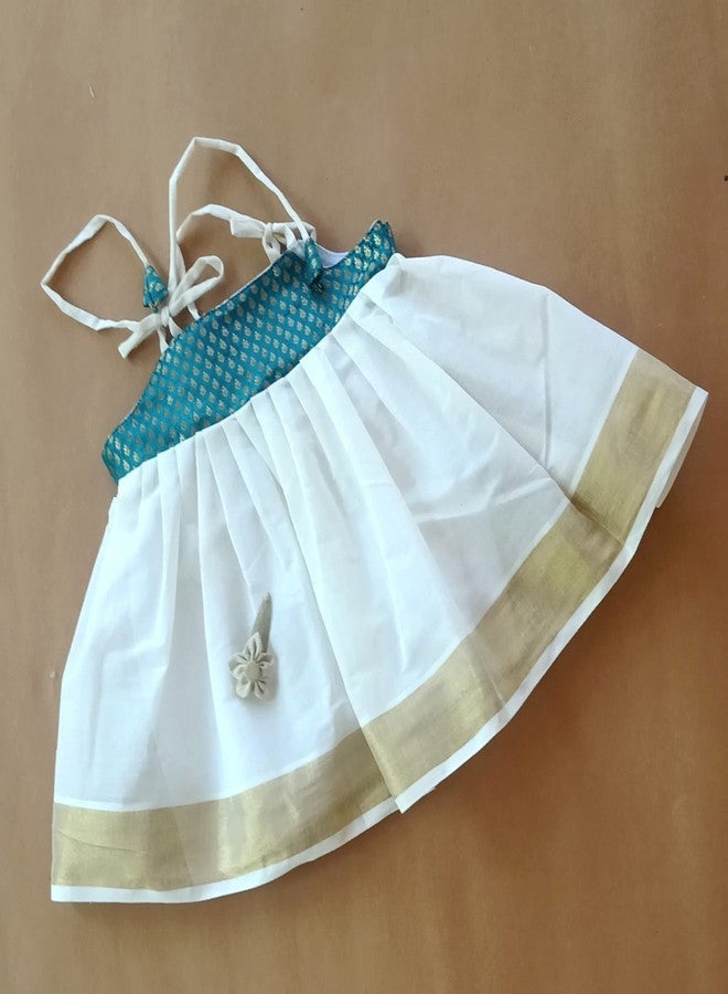 Picksparrow فستان كاسافو للبنات الصغيرات من بيكسبارو / فستان أونام / فستان عرقي للأطفال (عقدة على الكتف) (0-6 أشهر، أخضر) - Image 3