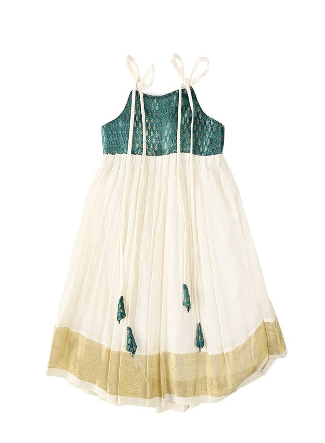 Picksparrow فستان كاسافو للبنات الصغيرات من بيكسبارو / فستان أونام / فستان عرقي للأطفال (عقدة على الكتف) (0-6 أشهر، أخضر) - Image 2