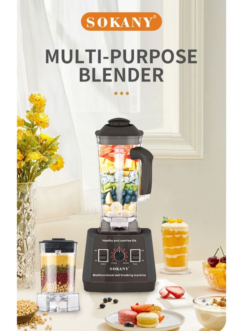 sokany Multifunctional 9-Speeds Countertop Blenders Ice Shaver Food Grinder 2.5L 5000W SK-666 Black  - Image 2