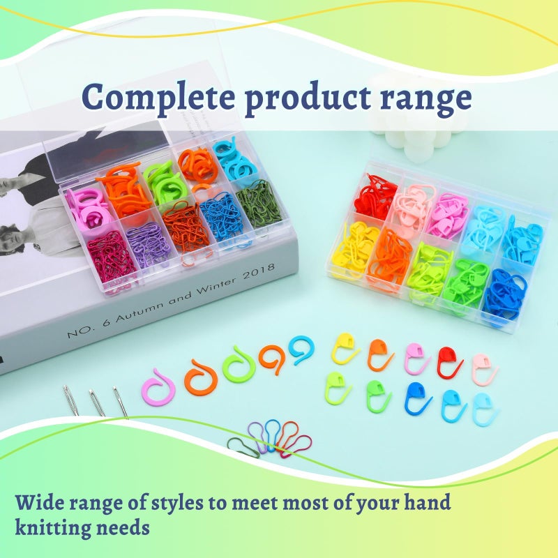 Hssugi Stitch Marker, Crochet Stitch Markers with Blunt Needles, 326PCS Colored Stitching Marker for Knitting with Safety Bulb Pins and Knitting Stitching Rings for Crochet DIY Craft Making - Image 3