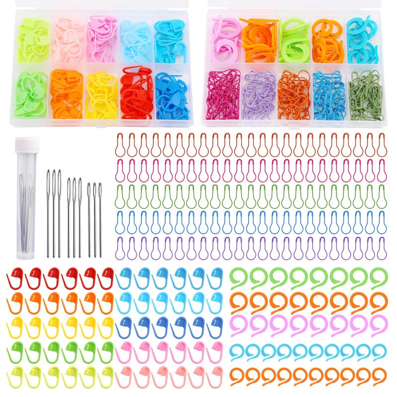 Hssugi Stitch Marker, Crochet Stitch Markers with Blunt Needles, 326PCS Colored Stitching Marker for Knitting with Safety Bulb Pins and Knitting Stitching Rings for Crochet DIY Craft Making - Image 1
