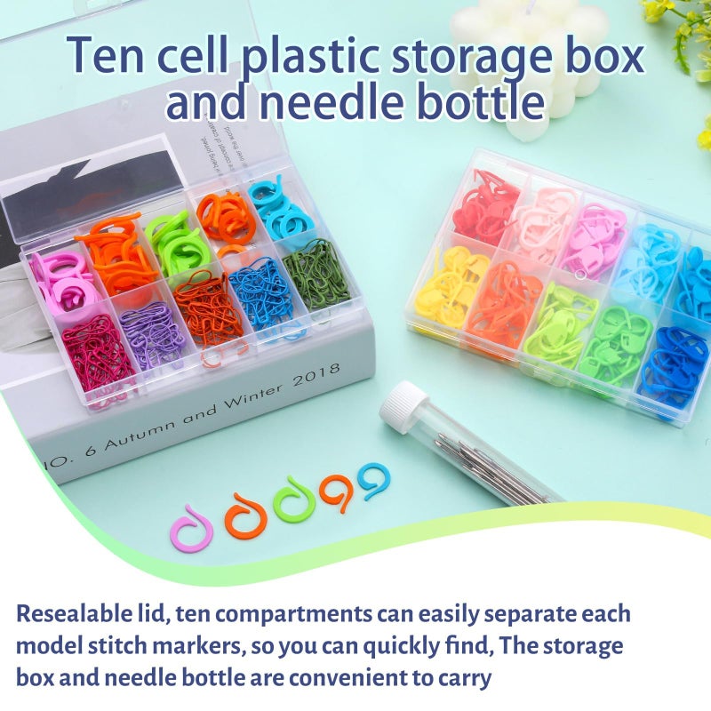 Hssugi Stitch Marker, Crochet Stitch Markers with Blunt Needles, 326PCS Colored Stitching Marker for Knitting with Safety Bulb Pins and Knitting Stitching Rings for Crochet DIY Craft Making - Image 4