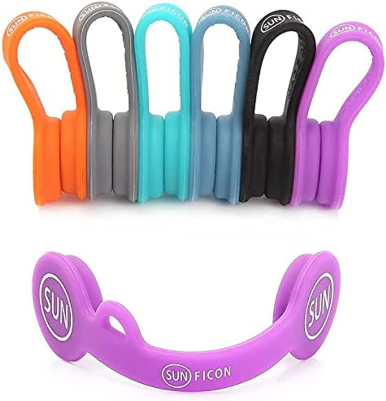 SUNFICON 6 Pack Magnetic Cord Organizers Cable Clips Cable Straps Silicone Twist Ties Colorful Headphone Cord Keeper Holder Manager Bookmark Whiteboard Fridge Magnet Keychain Gift Home,Office,School - Image 1