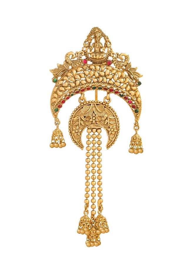 fabula Jewellery Gold Ethnic Hair Bun Pin - Juda Pin - Laxmi Design with Jhumki Tassels - for Women & Girls Stylish Latest- For Women & Girls Stylish Latest - Image 2
