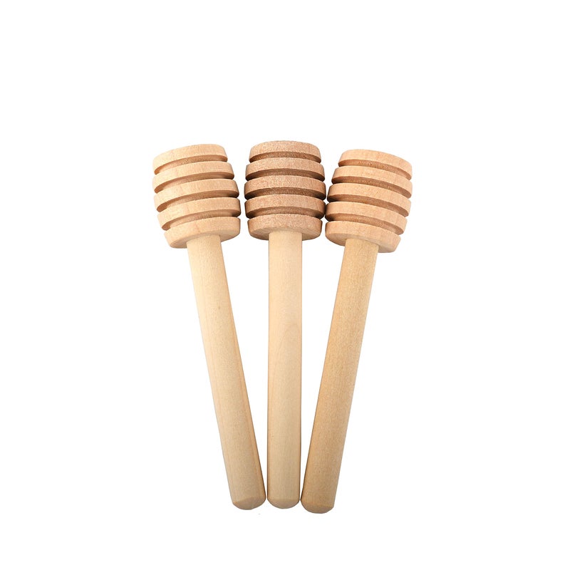 Ucheom Wooden Honey Dipper Sticks 3Pcs Mini Honey Spoon for Honey Jar Dispense Mixing Stirrer
