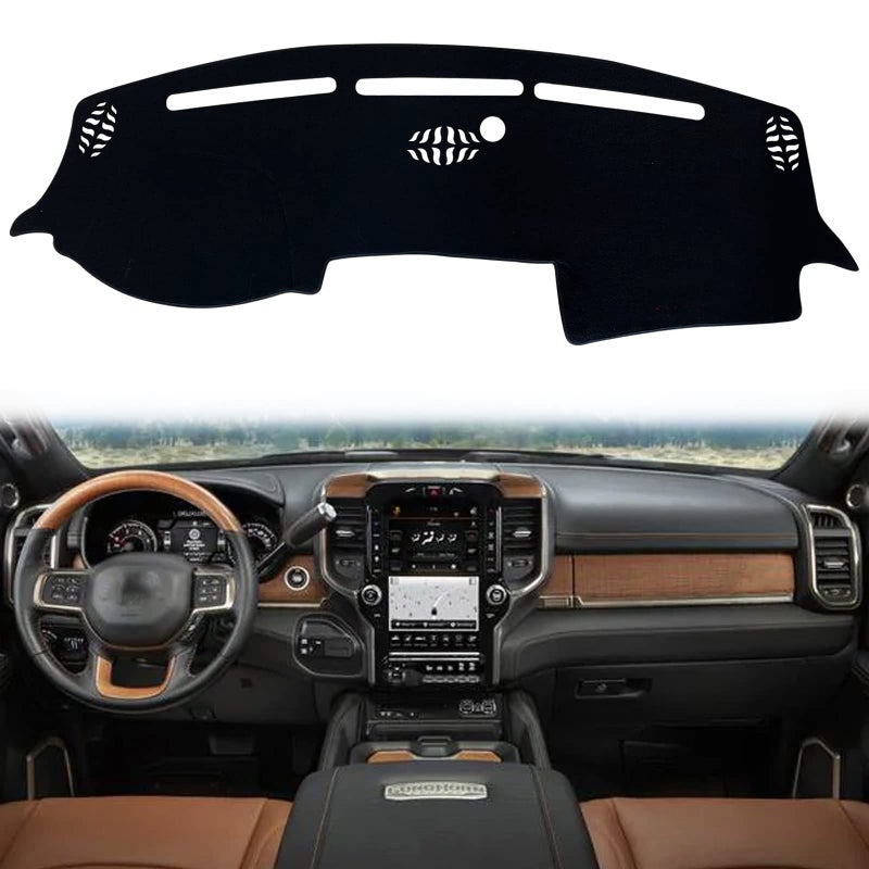 KEEGTBOX Dash Mat Cover Custom Interior Center Console Compatible with Dodge Ram 1500 2500 3500 Truck 2019 2020 2021 2022 2023 Dashboard mat Covers Accessories Black Trim