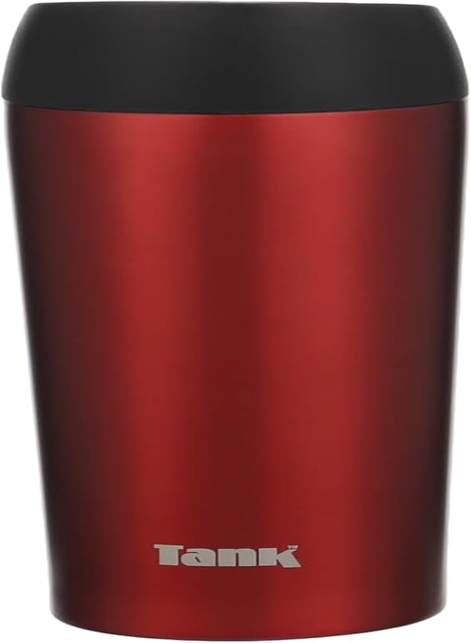Tank Stainless Steel Tumbler 360mL, Push Button Lid, Up to 6HRs Hot, Red