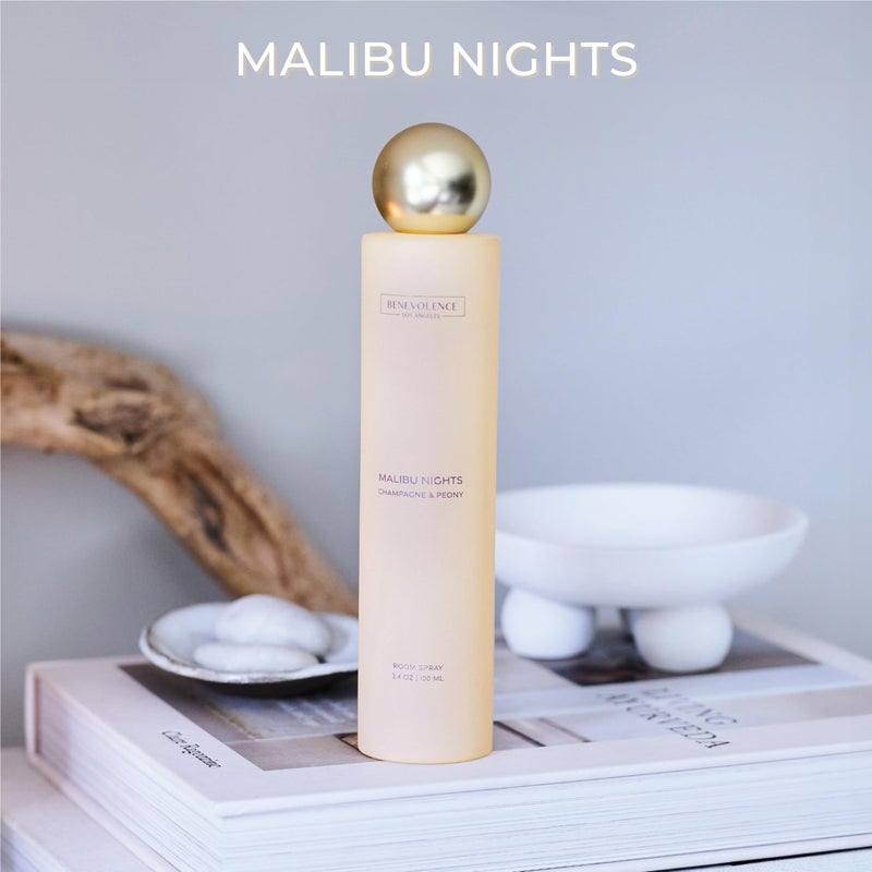 Benevolence LA Champagne & Peony Room Spray | Benevolence LA Malibu Nights | 3.4oz | Home, Pillow & Linen Fragrance Spray | Low VOC, No Alcohol | Malibu Sands Collection - Image 2