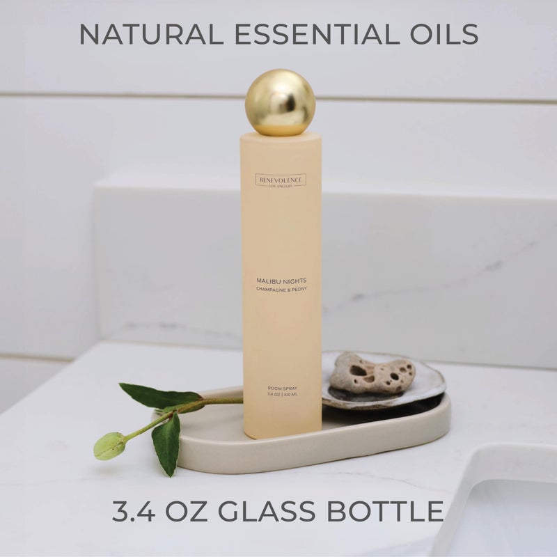 Benevolence LA Champagne & Peony Room Spray | Benevolence LA Malibu Nights | 3.4oz | Home, Pillow & Linen Fragrance Spray | Low VOC, No Alcohol | Malibu Sands Collection - Image 5