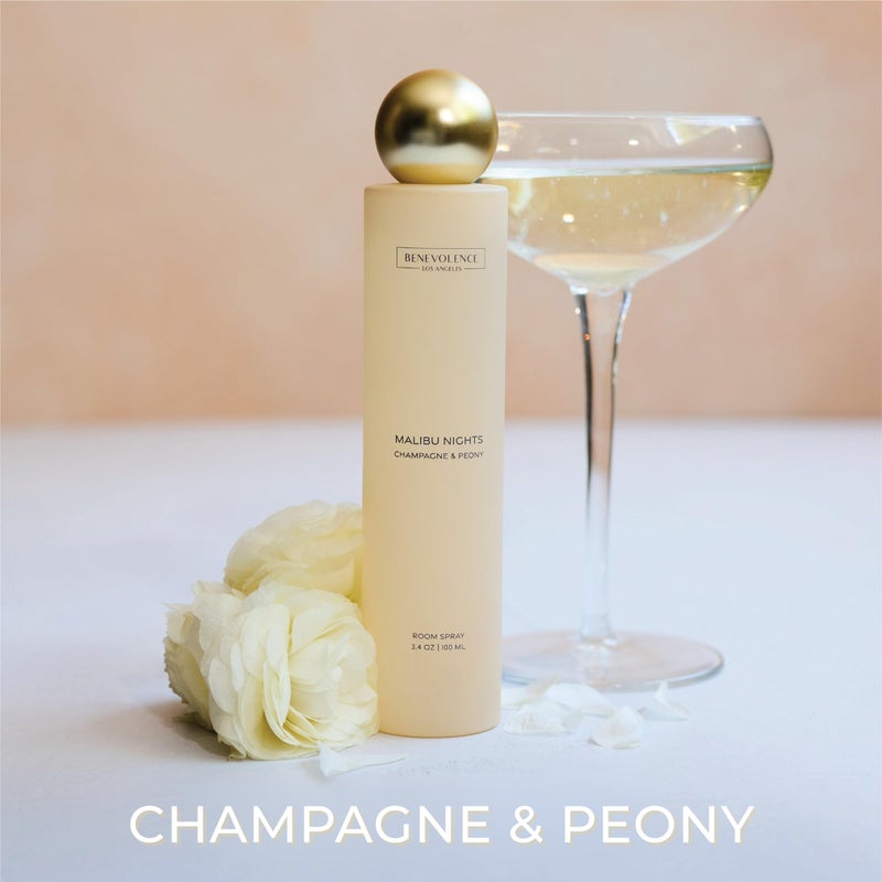 Benevolence LA Champagne & Peony Room Spray | Benevolence LA Malibu Nights | 3.4oz | Home, Pillow & Linen Fragrance Spray | Low VOC, No Alcohol | Malibu Sands Collection - Image 3