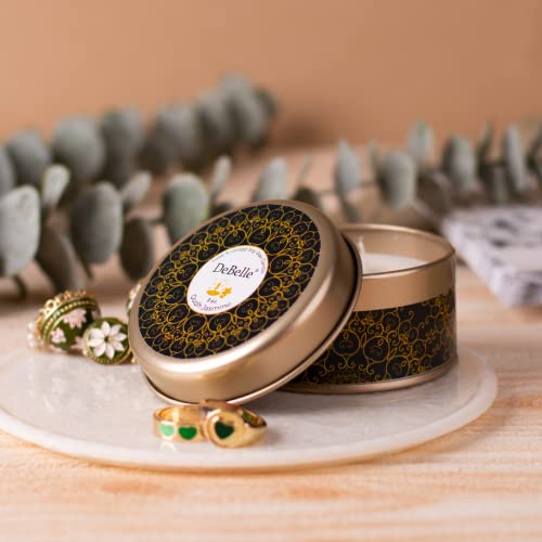 DeBelle Luxe Scented Soy Wax Candle - Oudh Jasmine | Upto 14 Hours| Best Gift, Decoration, Celebration Floral| Reusable Tin| Travel friendly Scented Candle - Image 4