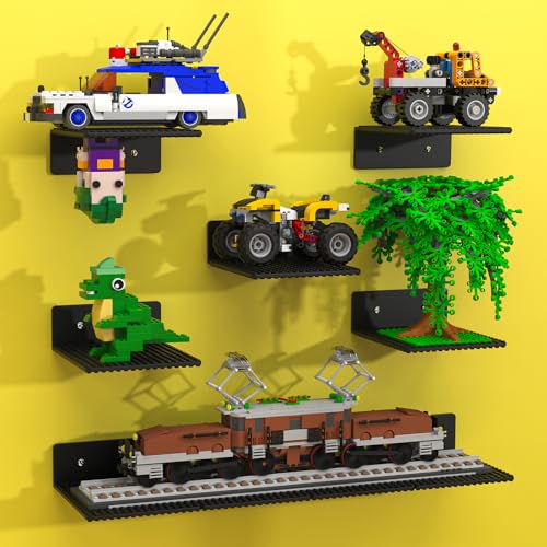 BlissBox 9Pack Floating Shelves for Wall Compatible with Lego Building Bricks 5x55inch DualSided 16x17 Studs for Toy Brick Storage and Display ABS Display Shelves for Room Decor Black - Image 1