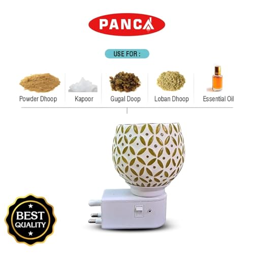 PANCA Ceramic Star Camphor Diffuser & Night Lamp | Electric Kapoor Dani for Home | Ceramic Aroma Burner, Incense Holder & Dhoop Dani | Camphor Diffuser for Puja, Room Fragrance (Set of 1) - Image 4