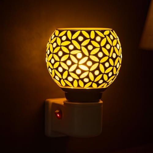 PANCA Ceramic Star Camphor Diffuser & Night Lamp | Electric Kapoor Dani for Home | Ceramic Aroma Burner, Incense Holder & Dhoop Dani | Camphor Diffuser for Puja, Room Fragrance (Set of 1) - Image 1