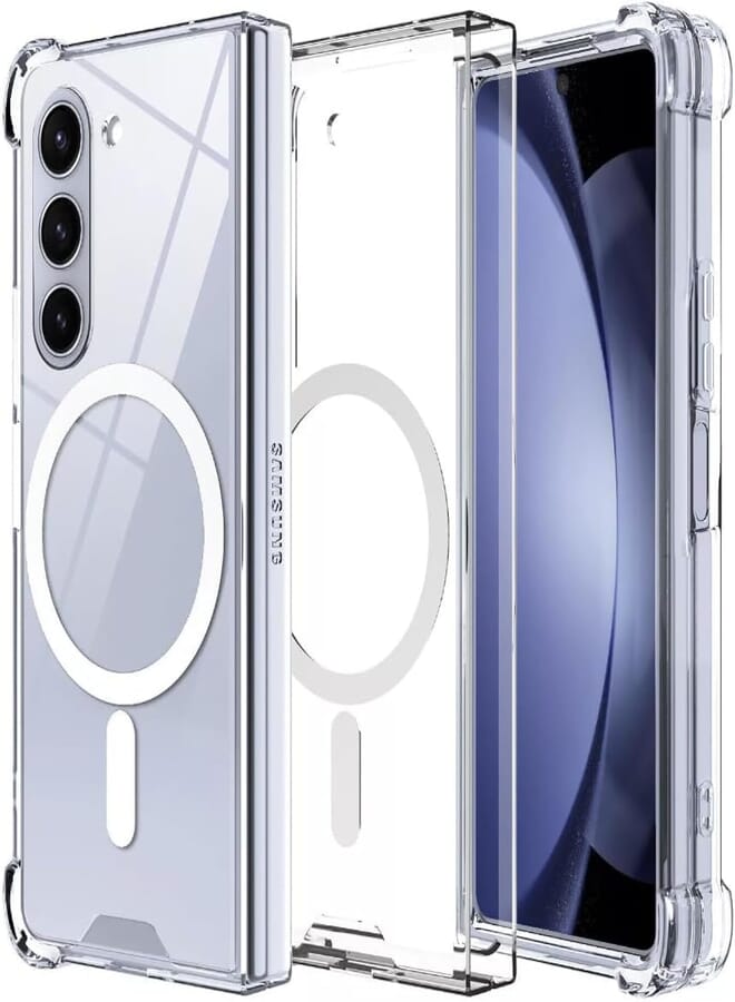 Next Next Store Magnetic Clear Case Compatible for Samsung Galaxy Z Fold 4, Magnetic Wireless, Transparent Shockproof and Drop-Proof Hard PC Phone Cover (Transparent)