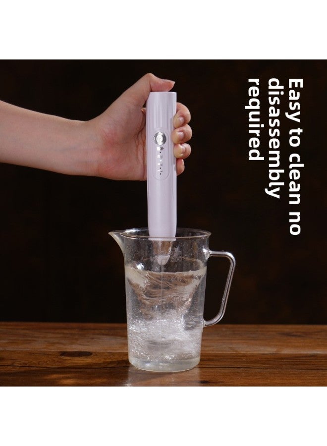 Handheld Electric Milk Frother Coffee Mixer Portable Rechargeable Milk Frother-Color:J-3 3 Mixing Head White  - Image 4