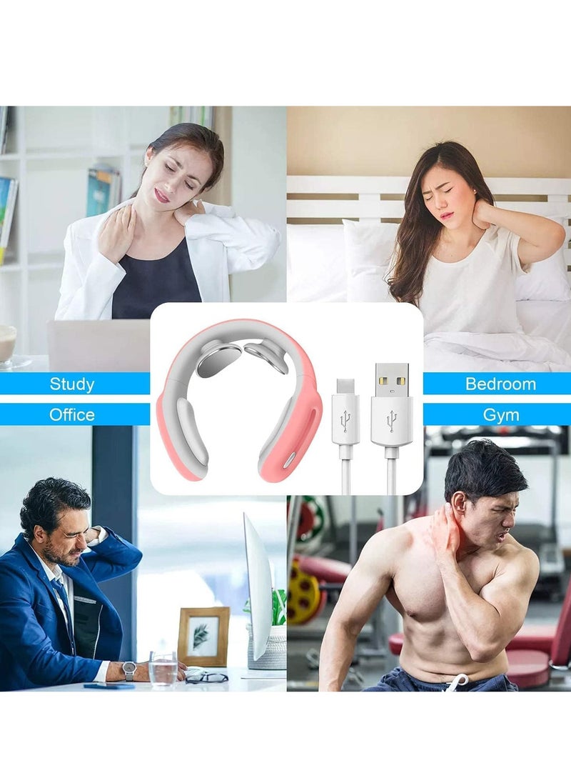 SYOSI Electric Pulse Neck Massager Cordless, Intelligent with Heat, 3 Modes 15 Levels Deep Tissue Trigger Point for Pain Relief and Relax at Office, Home, Travel, Car  - Image 4