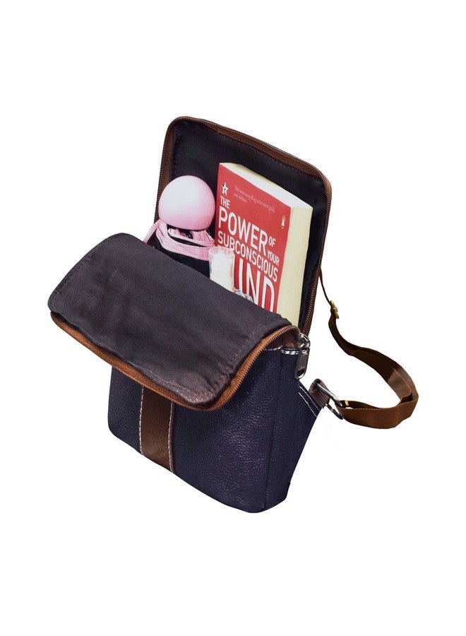 ABYS Genuine Leather Blue & Tan Sling Bag||Messenger Bag||Bags & Sleeves||Travel Pouch||Passport Pouch for Men & Women - Image 2