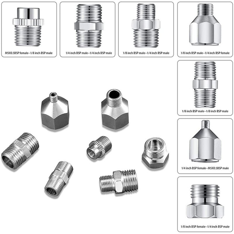 HUBEST 14pcs Multi-Size Airbrush Adapter Set, Quick Release Disconnect Couplers, Adapter Kit Fitting Connector for Air Compressor, Airbrush Hose - Image 3