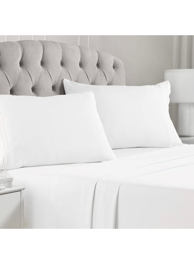 mellanni Bed Sheet Set - Brushed Microfiber 1800 Bedding - Wrinkle  Fade  Stain Resistant - 4 Piece  Cal King  White  - Image 1