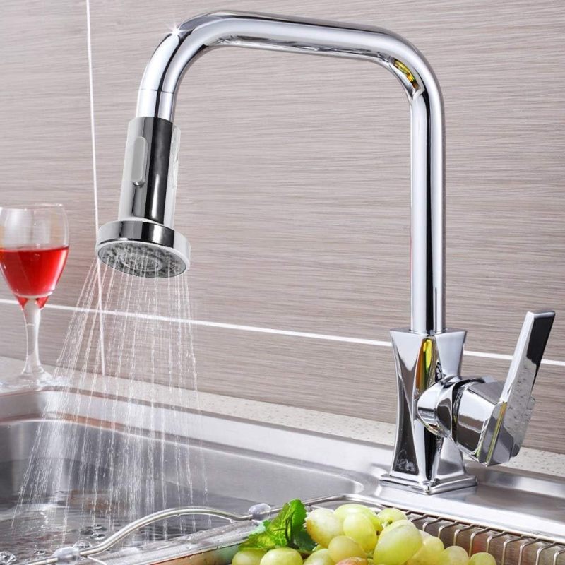 Kitchen Faucet Spray Head: Silver Chrome-Plated 1/2-Inch Retractable Spray Head - Easy Replacement Smooth Retractable Hose for Kitchen Sink Cleaning, DIY Homeowners And Renters - Image 2
