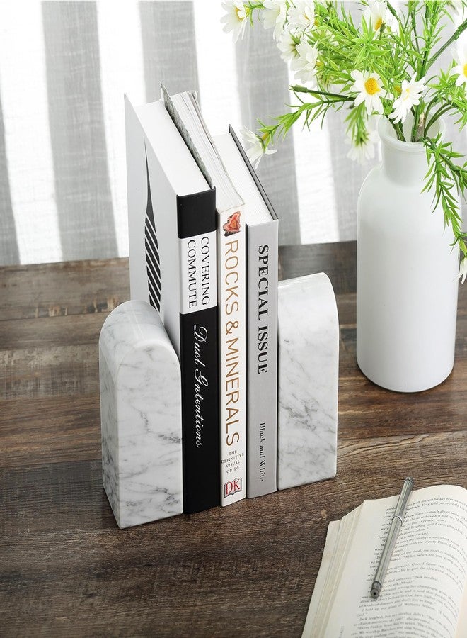 Koville Italian Carrara Marble Bookends for Shelves, Decorative Book Ends, 7lbs Heavy-Duty Marble Book Holders, Bookshelf Apartment Decor for Normal Books/CD/Video Games - Image 5