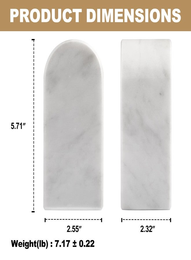 Koville Italian Carrara Marble Bookends for Shelves, Decorative Book Ends, 7lbs Heavy-Duty Marble Book Holders, Bookshelf Apartment Decor for Normal Books/CD/Video Games - Image 2