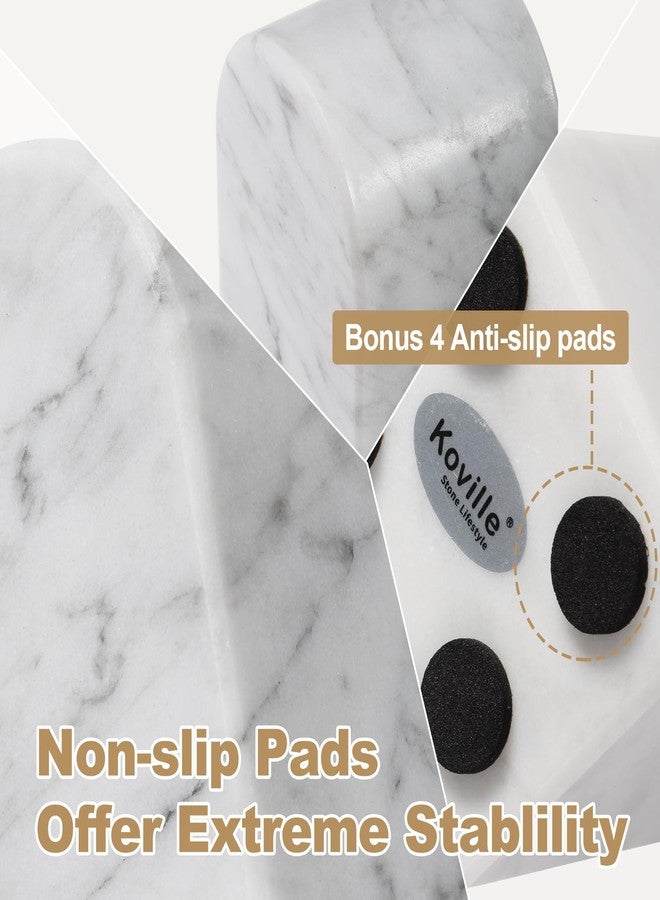 Koville Italian Carrara Marble Bookends for Shelves, Decorative Book Ends, 7lbs Heavy-Duty Marble Book Holders, Bookshelf Apartment Decor for Normal Books/CD/Video Games - Image 3