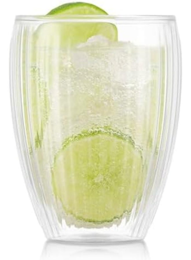 Bodum Pavina Double Wall Glasses with Ribs 320ml, Set of 2 - Image 1