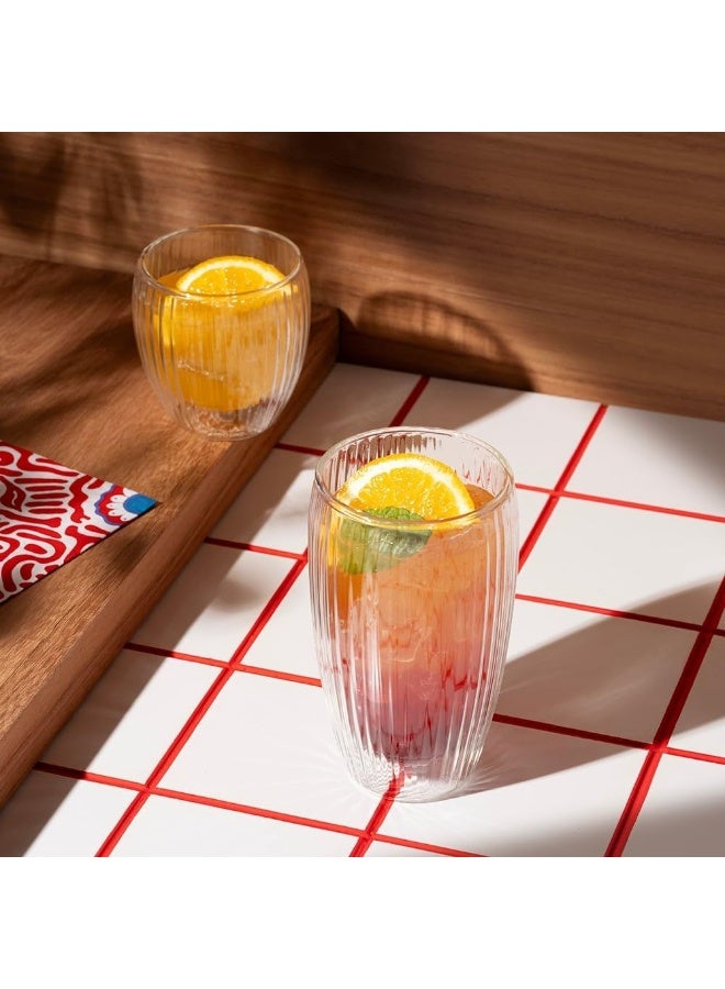 Bodum Pavina Double Wall Glasses with Ribs 320ml, Set of 2 - Image 2