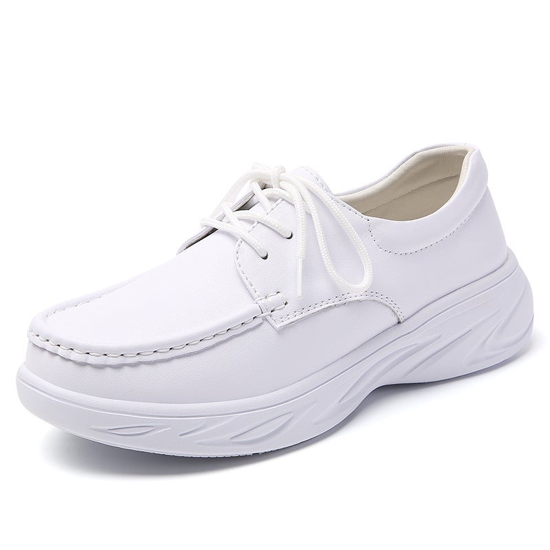 Spot Nurse Shoes Genuine Leather Women'S Lace-Up Soft Sole Non-Slip Breathable Non-Tiring Hospital Work Shoes Dropshipping - Image 1