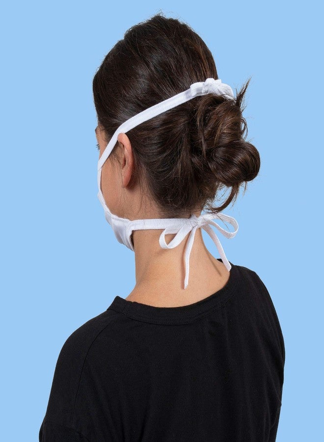 Gildan Adult Reusable 3-Layer Tie-On Cotton Face Mask (48 Pack), White (48 Pack), Adult: 6.5" x 7" (13" straps) - Image 5