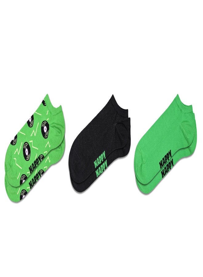 Happy Socks 3-Pack Vinyl Low Socks, Green, S/M - Image 1