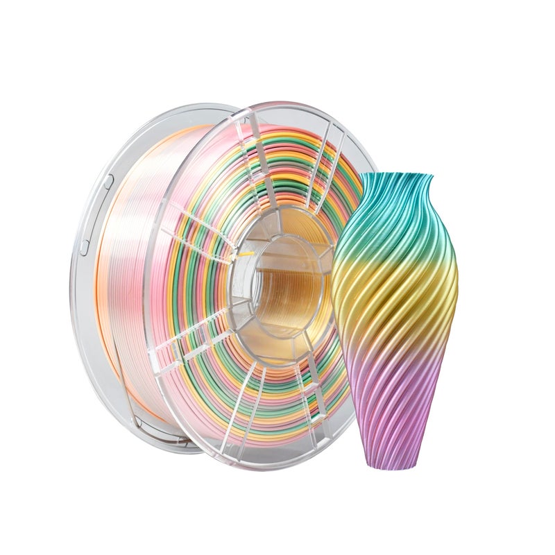 Luckam PLA 3D Printer Filament, 3D Printing PLA Filament 1.75mm Dimensional Accuracy +/- 0.02mm, 1KG Spool (2.2 lbs), 3D Printing Filament Fits for Most FDM 3D Printers (Silk Rainbow) - Image 1