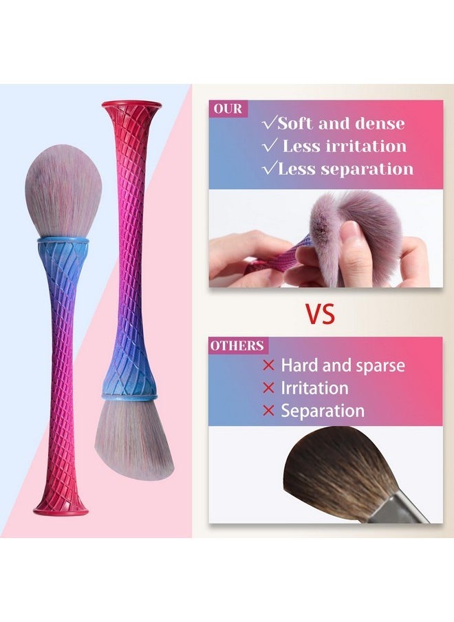 Oneleaf - Standing Fish Scale Makeup Brushes Premium Synthetic Powder Blush Kabuki Foundation Cosmetic Makeup 4 Pcs Brush Set-Colorful - Image 1