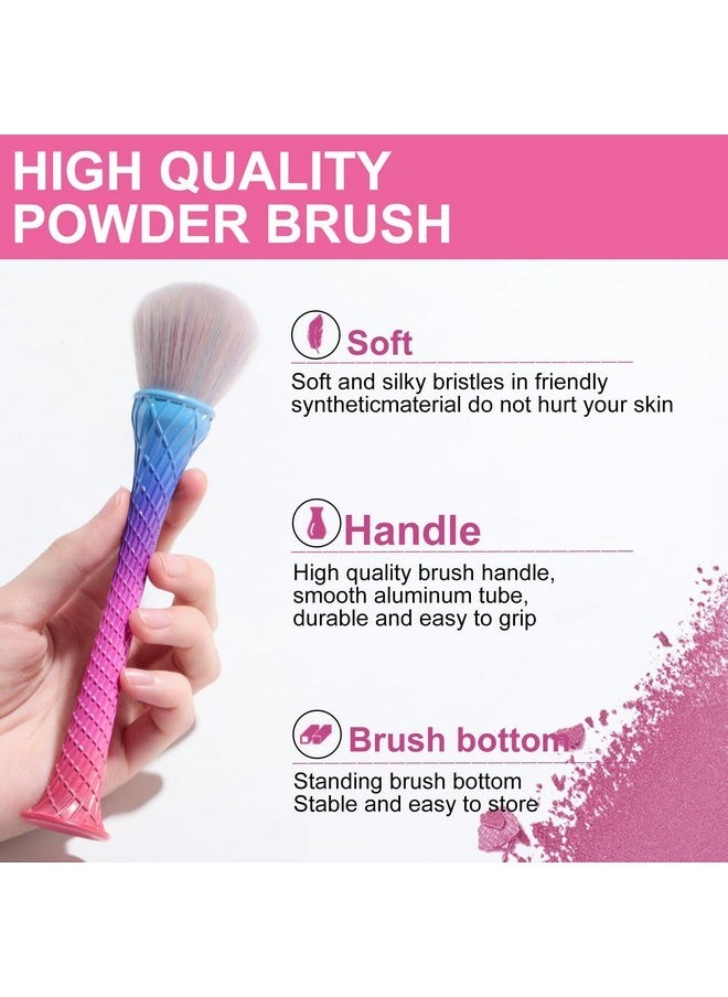 Oneleaf - Standing Fish Scale Makeup Brushes Premium Synthetic Powder Blush Kabuki Foundation Cosmetic Makeup 4 Pcs Brush Set-Colorful - Image 1