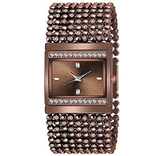 CLOUDWOOD Analogue Multicolor Dial Brown Band Bracelet Stainless Steel Watch for Women's & Girl's -WCL-113 (Brown) - Image 1
