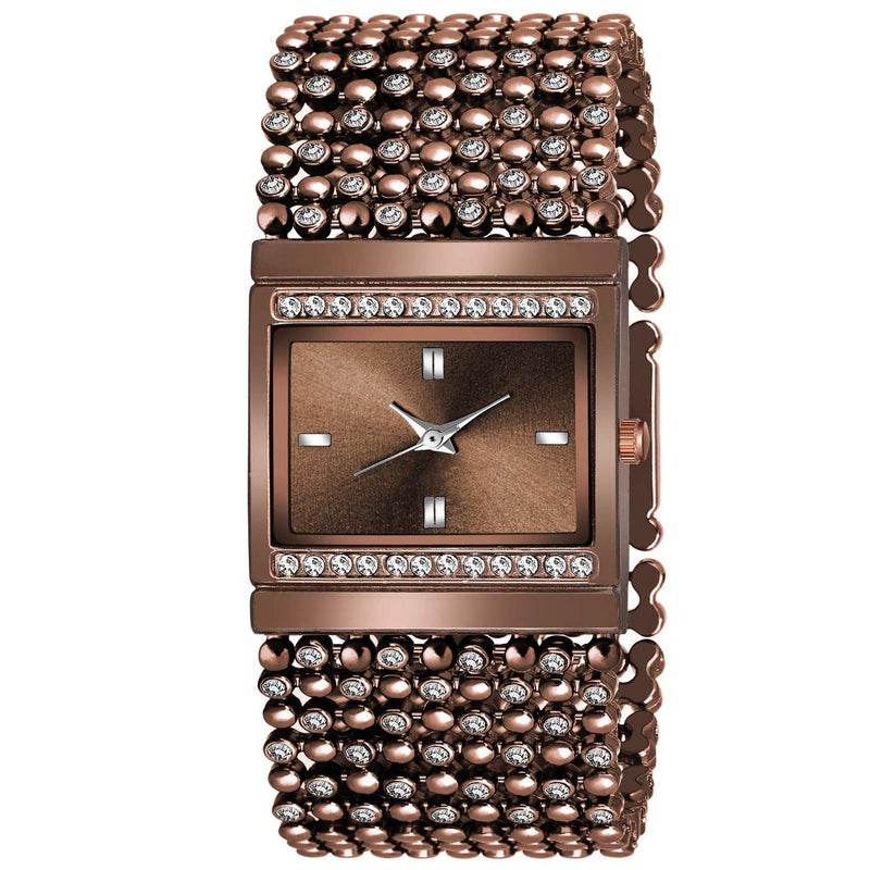 CLOUDWOOD Analogue Multicolor Dial Brown Band Bracelet Stainless Steel Watch for Women's & Girl's -WCL-113 (Brown) - Image 5