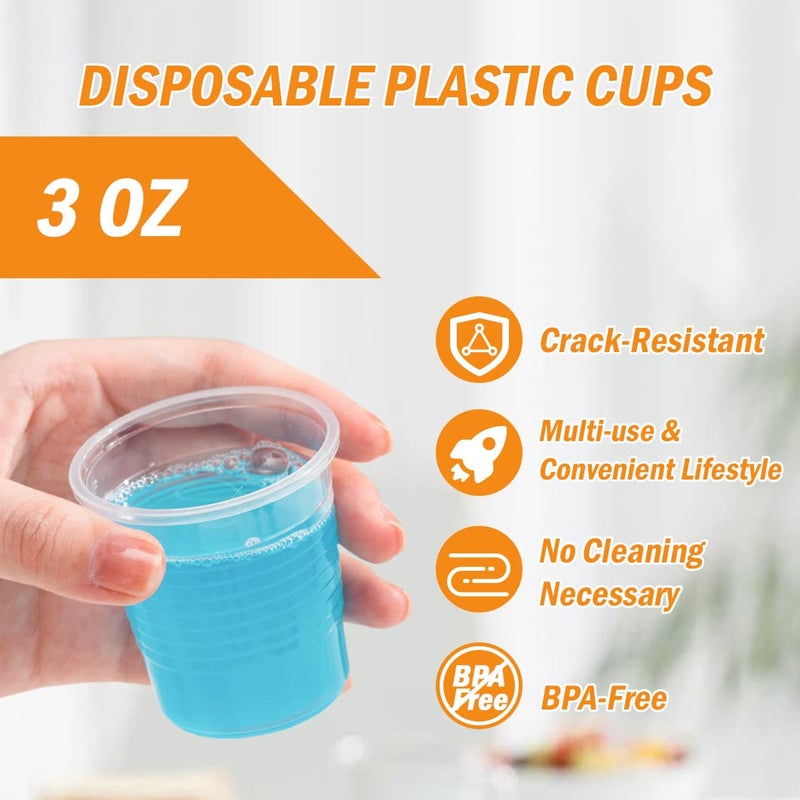 SIUQ 1500 Pack 3 oz Clear Plastic Cups  Disposable Bathroom & Drinking Cups for Tea  Whiskey  Juice  Soda  Coffee - Ideal for Picnic  Travel & Parties - Image 3