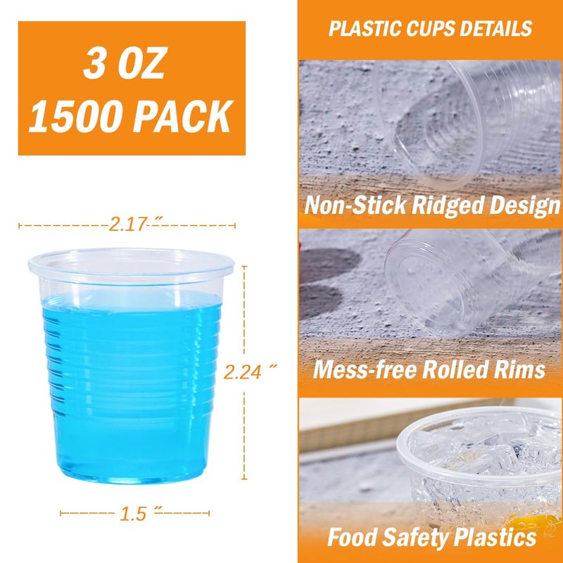 SIUQ 1500 Pack 3 oz Clear Plastic Cups  Disposable Bathroom & Drinking Cups for Tea  Whiskey  Juice  Soda  Coffee - Ideal for Picnic  Travel & Parties - Image 2