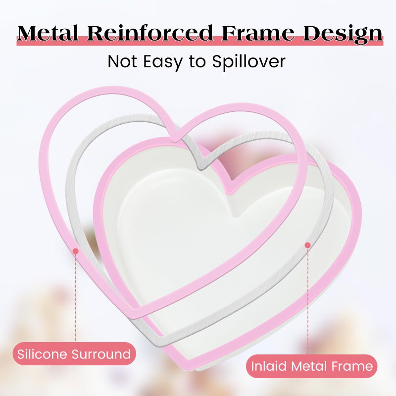 FUNBAKY Metal Framed Silicone Heart Shaped Cake Pans, 10 Inch Heart Cake Pan, BPA Free Large Baking Molds for Anniversaries, Weddings, Valentine's Day, Oven Dishwasher Safe - Image 2